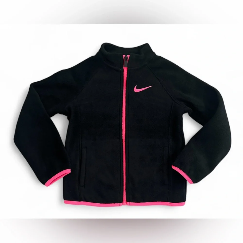 Nike Black/Pink Fleece Full Zip Jacket Girls Size 4T NWT